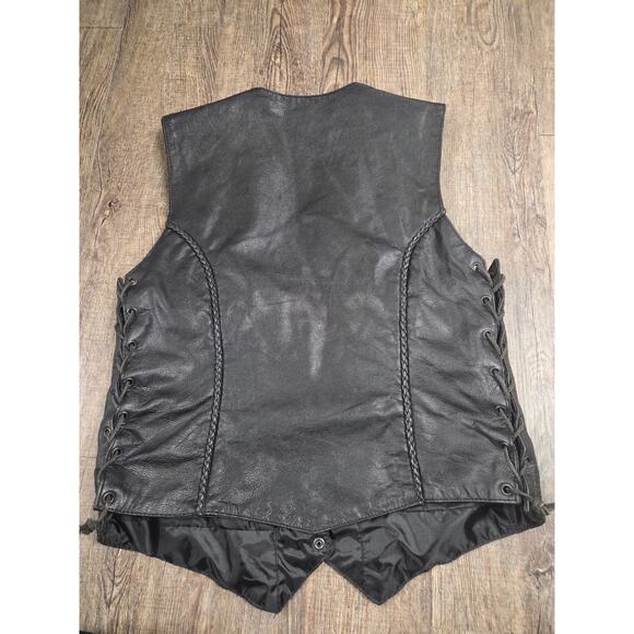 Milwaukee Leather Black Premium Leather Classic Braided Motorcycle Vest XL - Picture 7 of 7